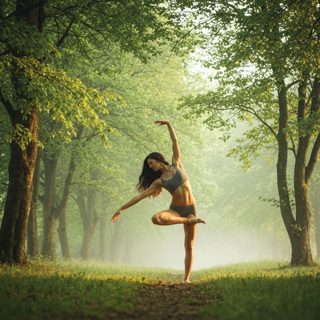 Person practicing gentle yoga in nature