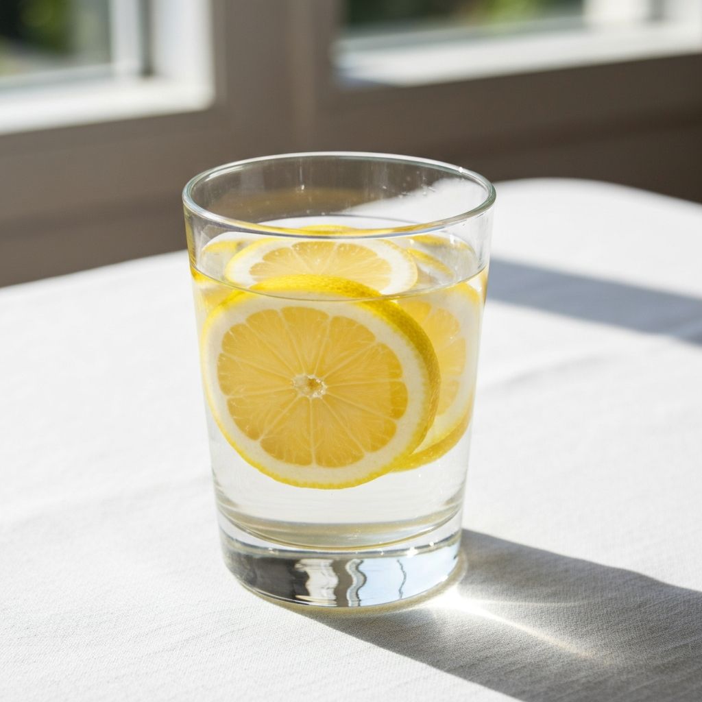 Glass of water with fresh lemon